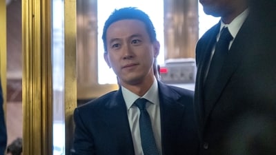 TikTok CEO Shou Zi Chew arrives to appear before the Senate Judiciary Committee's hearing on online child safety on Capitol Hill, Wednesday, Jan. 31, 2024 in Washington. (AP Photo/Mark Schiefelbein) (AP)