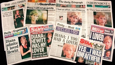 In this Nov. 21, 1995 file photo a selection of front pages of most of Britains's national newspapers showing their reaction to Princess Diana's television interview with BBC journalist Martin Bashir. (AP) In this Nov. 21, 1995 file photo a selection of front pages of most of Britains's national newspapers showing their reaction to Princess Diana's television interview with BBC journalist Martin Bashir. (AP)
