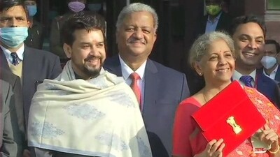 Budget 2024: The bahi khata was replaced by a made in India tab, which Nirmala Sitharaman carried in a bahi khata like cover. Budget 2024: The bahi khata was replaced by a made in India tab, which Nirmala Sitharaman carried in a bahi khata like cover.