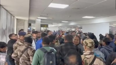 IndiGo passengers protest at Delhi airport after airline cancels Deoghar-bound flight IndiGo passengers protest at Delhi airport after airline cancels Deoghar-bound flight