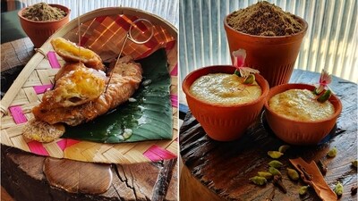 Try these easy-to-make chai masala desserts: (L) Chai Masala Banana Fritters and (R) Chai Masala Firni (Chef Bhairav Singh) Try these easy-to-make chai masala desserts: (L) Chai Masala Banana Fritters and (R) Chai Masala Firni (Chef Bhairav Singh)