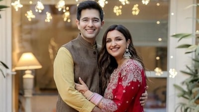 Actor-singer Parineeti Chopra with husband, politician Raghav Chadha. Actor-singer Parineeti Chopra with husband, politician Raghav Chadha.