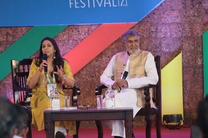 Kailash Satyarthi during his session at the Kerala Literature Festival held in Kozhikode from 11 to 14 January, 2024. (Courtesy Kerala Literature Festival)