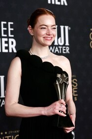 Emma Stone, winner of the Best Actress award for Poor Things at the 29th Annual Critics Choice Awards on January 14, 2024. (AFP) Emma Stone, winner of the Best Actress award for Poor Things at the 29th Annual Critics Choice Awards on January 14, 2024. (AFP)