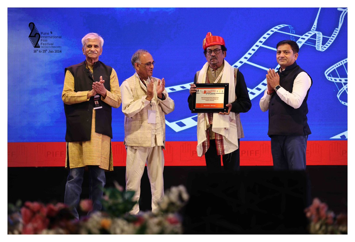 Goutam Ghose accepting the PIFF Distinguished Award at the 22nd PIFF! (Courtesy the Pune International Film Festival on X @piffindia) Goutam Ghose accepting the PIFF Distinguished Award at the 22nd PIFF! (Courtesy the Pune International Film Festival on X @piffindia)