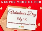 The image is shared by an animal shelter about their ‘Neuter Your Ex For Valentine’s Day’ programme. The image is shared by an animal shelter about their ‘Neuter Your Ex For Valentine’s Day’ programme.