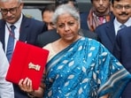 :Union finance minister Nirmala Sitharaman carrying a folder-case containing the Interim Budget 2024 leaves from the finance ministry ahead of the presentation of the budget in New Delhi on Thursday, :Union finance minister Nirmala Sitharaman carrying a folder-case containing the Interim Budget 2024 leaves from the finance ministry ahead of the presentation of the budget in New Delhi on Thursday,