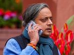 Congress MP Shashi Tharoor at Parliament House complex during the Budget session.