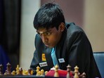 Indian GM R Praggnanandhaa during his blitz match against Azerebaijan GM Teimour Radjabov(unseen) at the Tata Steel Chess India Rapid & Blitz tournament last year.