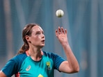 Australian (W) player Lauren Cheatle during a practice session ahead of the ODI cricket match against India, in Mumbai