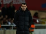 FC Barcelona coach Xavi reacts 