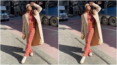 In terms of accessories, Shanaya opted for a pair of trendy white sneakers and a beige cap. Her minimalist make-up look features blushed cheeks, pink-tinted lips and mascaraed lashes. With her lush locks left open, she finished off her effortlessly stylish look. (Instagram/@shanayakapoor02) In terms of accessories, Shanaya opted for a pair of trendy white sneakers and a beige cap. Her minimalist make-up look features blushed cheeks, pink-tinted lips and mascaraed lashes. With her lush locks left open, she finished off her effortlessly stylish look. (Instagram/@shanayakapoor02)