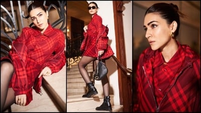 Kriti Sanon is currently busy promoting her upcoming film Teri Baaton Mein Aisa Uljha Jiya and her back to back promotional looks are doing the rounds on social media. Just a day ago, the actress wowed her fans in a mesmerising rani pink saree and this time, she effortlessly exudes chic vibes in a checked dress. Be it a casual mini dress or a red carpet-worthy gown, the stylish diva can pull off any look to perfection. Kriti is quite active on social media and her gorgeous Insta-diaries are nothing short of a treasure trove of style inspiration for all her followers. Her latest look in a stylish red ensemble is no exception and is sure to leave you in awe. Scroll down to take some fashion notes from the diva. (Instagram/@sukritigrover) Kriti Sanon is currently busy promoting her upcoming film Teri Baaton Mein Aisa Uljha Jiya and her back to back promotional looks are doing the rounds on social media. Just a day ago, the actress wowed her fans in a mesmerising rani pink saree and this time, she effortlessly exudes chic vibes in a checked dress. Be it a casual mini dress or a red carpet-worthy gown, the stylish diva can pull off any look to perfection. Kriti is quite active on social media and her gorgeous Insta-diaries are nothing short of a treasure trove of style inspiration for all her followers. Her latest look in a stylish red ensemble is no exception and is sure to leave you in awe. Scroll down to take some fashion notes from the diva. (Instagram/@sukritigrover)