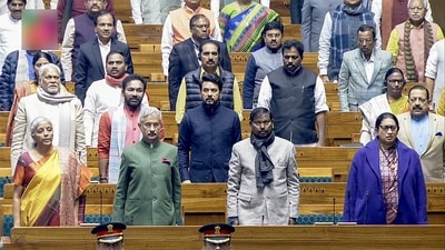 Sitharaman equalled the record of former Prime Minister Morarji Desai, who as finance minister, presented five annual budgets and one interim budget between 1959 and 1964. (ANI) Sitharaman equalled the record of former Prime Minister Morarji Desai, who as finance minister, presented five annual budgets and one interim budget between 1959 and 1964. (ANI)