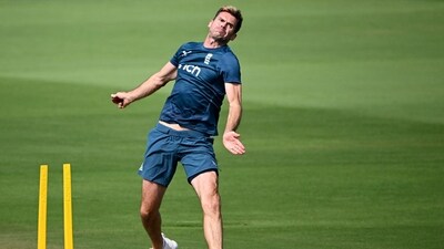 England's James Anderson delivers a ball during a practice session (AFP) England's James Anderson delivers a ball during a practice session (AFP)