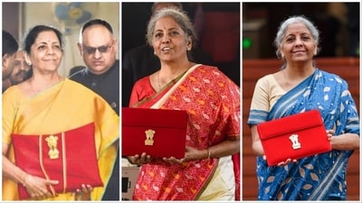 Nirmala Sitharaman presented her sixth Budget as the Finance Minister on Thursday. From 2019 to 2024, here's a look back at her saree choices during Budget sessions. (File Photo) Nirmala Sitharaman presented her sixth Budget as the Finance Minister on Thursday. From 2019 to 2024, here's a look back at her saree choices during Budget sessions. (File Photo)