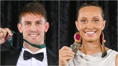 Mitchell Marsh (L) and Ashleigh Gardner pose with their respective medals (Cricket Australia) Mitchell Marsh (L) and Ashleigh Gardner pose with their respective medals (Cricket Australia)