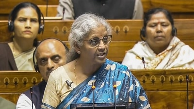 Nirmala Sitharaman presenting her 6th Budget in Parliament on Thursday. (PTI) Nirmala Sitharaman presenting her 6th Budget in Parliament on Thursday. (PTI)