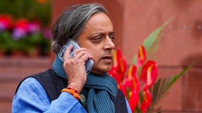 Congress MP Shashi Tharoor at Parliament House complex during the Budget session. (PTI) Congress MP Shashi Tharoor at Parliament House complex during the Budget session. (PTI)