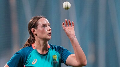 Australian (W) player Lauren Cheatle during a practice session ahead of the ODI cricket match against India, in Mumbai (PTI)