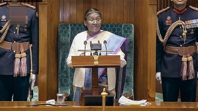 "The year 2023 was a historic year for India when it grew the fastest among major economies despite the global crisis. India grew about 7.5 per cent for two consecutive quarters," President Droupadi Murmu said. (PTI) "The year 2023 was a historic year for India when it grew the fastest among major economies despite the global crisis. India grew about 7.5 per cent for two consecutive quarters," President Droupadi Murmu said. (PTI)