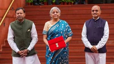 Union finance minister Nirmala Sitharaman, carrying a folder-case containing the Interim Budget 2024. (PTI Photo) Union finance minister Nirmala Sitharaman, carrying a folder-case containing the Interim Budget 2024. (PTI Photo)