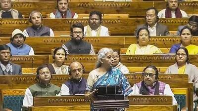 Union finance minister Nirmala Sitharaman presents the Interim Budget 2024 in the Lok Sabha, at Parliament House in New Delhi, Thursday. (PTI) Union finance minister Nirmala Sitharaman presents the Interim Budget 2024 in the Lok Sabha, at Parliament House in New Delhi, Thursday. (PTI)