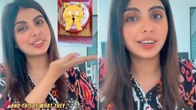 The image shows a woman who shared a video involving a cake that she ordered from Zomato. (Instagram/@mihikaasrani) The image shows a woman who shared a video involving a cake that she ordered from Zomato. (Instagram/@mihikaasrani)