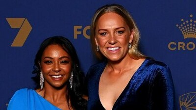 Australia women's team players Alana King (L) and Kim Garth pose during the event (CA) Australia women's team players Alana King (L) and Kim Garth pose during the event (CA)