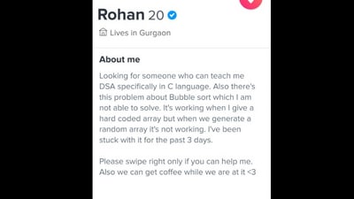 Snapshot of the Tinder bio. (X/@hajarkagalwa) Snapshot of the Tinder bio. (X/@hajarkagalwa)