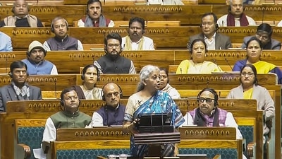 Union finance minister Nirmala Sitharaman presents the Interim Budget 2024 in the Lok Sabha, at Parliament House in New Delhi, Thursday. (PTI) Union finance minister Nirmala Sitharaman presents the Interim Budget 2024 in the Lok Sabha, at Parliament House in New Delhi, Thursday. (PTI)