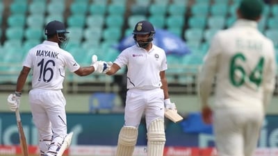 Rohit Sharma and Mayank Agarwal made merry the last time India played a Test match in Visakhapatnam (BCCI) Rohit Sharma and Mayank Agarwal made merry the last time India played a Test match in Visakhapatnam (BCCI)