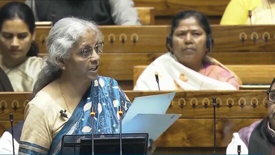 Union Finance Minister Nirmala Sitharaman presents the Interim Budget 2024 in the Lok Sabha, at Parliament House in New Delhi, (PTI)