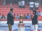 Ravi Shastri and Rohit Sharma during toss. Ravi Shastri and Rohit Sharma during toss.