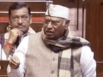 Leader of the Opposition in Rajya Sabha Mallikajun Kharge speaks during the Budget session of Parliament, in New Delhi, Friday, Leader of the Opposition in Rajya Sabha Mallikajun Kharge speaks during the Budget session of Parliament, in New Delhi, Friday,