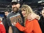 FILE - Kansas City Chiefs tight end Travis Kelce and Taylor Swift walk together after an AFC Championship NFL football game between the Chiefs and the Baltimore Ravens, Jan. 28, 2024, in Baltimore. For weeks, scrutiny over Swift’s travel has been bubbling up on social media, with people pointing out the planet-warming emissions of carbon dioxide released with every flight. FILE - Kansas City Chiefs tight end Travis Kelce and Taylor Swift walk together after an AFC Championship NFL football game between the Chiefs and the Baltimore Ravens, Jan. 28, 2024, in Baltimore. For weeks, scrutiny over Swift’s travel has been bubbling up on social media, with people pointing out the planet-warming emissions of carbon dioxide released with every flight.