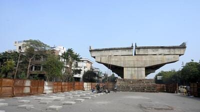 Earlier, the authority had decided to complete and open at least half of the six lanes of Bhangel elevated road by February end, 2024. (Sunil Ghosh/HT Photo) Earlier, the authority had decided to complete and open at least half of the six lanes of Bhangel elevated road by February end, 2024. (Sunil Ghosh/HT Photo)