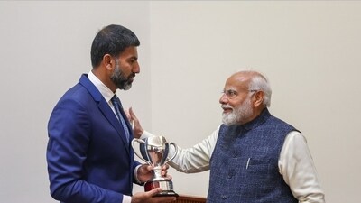 Rohan Bopanna meets Narendra Modi. Rohan Bopanna meets Narendra Modi.