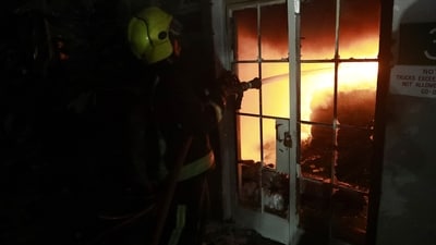 Images broadcast by local media showed a huge fireball close to several homes during the incident. (AP) Images broadcast by local media showed a huge fireball close to several homes during the incident. (AP)