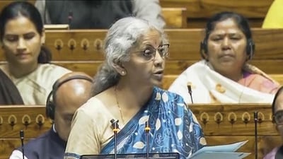 Union finance Minister Nirmala Sitharaman presents the Interim Budget 2024 in the Lok Sabha, at Parliament House in New Delhi. (PTI)