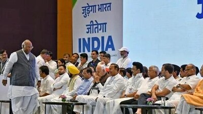 Opposition’s Indian National Developmental Inclusive Alliance (INDIA) leaders during a press conference after the bloc leaders met in Mumbai earlier this year. (ANI) Opposition’s Indian National Developmental Inclusive Alliance (INDIA) leaders during a press conference after the bloc leaders met in Mumbai earlier this year. (ANI)