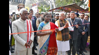 President Droupadi Murmu inaugurates the 37th Surajkund International Crafts Mela in Surajkund on Friday. (ANI Photo) President Droupadi Murmu inaugurates the 37th Surajkund International Crafts Mela in Surajkund on Friday. (ANI Photo)