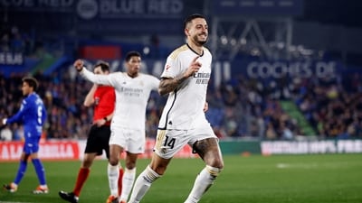 Real Madrid's Joselu celebrates scoring their second goal (REUTERS)