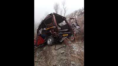 The car after the accident in Baramulla on Wednesday. (HT File Photo)