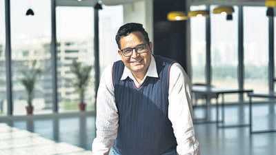 Vijay Shekhar Sharma, founder and chairman of One97 Communications Ltd., operator of Paytm, in Noida, India, on Tuesday, Dec. 19, 2023. Paytm plans to revamp its online wealth management services and hire more than 50,000 salespeople to get more merchants on its network, aiming to hit profitability sooner than targeted. Photographer: Ruhani Kaur/Bloomberg (Bloomberg) Vijay Shekhar Sharma, founder and chairman of One97 Communications Ltd., operator of Paytm, in Noida, India, on Tuesday, Dec. 19, 2023. Paytm plans to revamp its online wealth management services and hire more than 50,000 salespeople to get more merchants on its network, aiming to hit profitability sooner than targeted. Photographer: Ruhani Kaur/Bloomberg (Bloomberg)