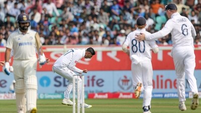 Shoaib Bashir had a dream start to his Test career as the yougster dismissed Rohit Sharma for his maiden wicket. (ANI) Shoaib Bashir had a dream start to his Test career as the yougster dismissed Rohit Sharma for his maiden wicket. (ANI)