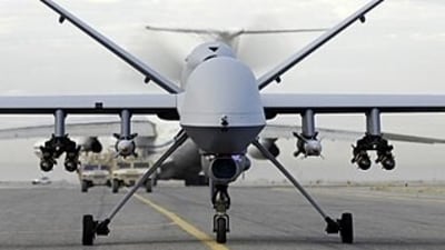 MQ 9B drone armed with Hell-Fire missiles and Laser Guided Bombs MQ 9B drone armed with Hell-Fire missiles and Laser Guided Bombs