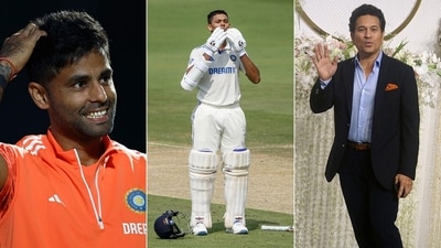 Suryakumar Yadav (L) and Sachin Tendulkar (R) couldn't keep calm (Getty-ANI) Suryakumar Yadav (L) and Sachin Tendulkar (R) couldn't keep calm (Getty-ANI)