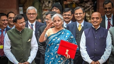 Finance minister Nirmala Sitharaman leaves the finance ministry ahead of the presentation of the interim budget in Parliament. (Sanchit Khanna/HT) Finance minister Nirmala Sitharaman leaves the finance ministry ahead of the presentation of the interim budget in Parliament. (Sanchit Khanna/HT)