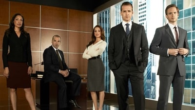 Suits starred Rick Hoffman as Louis Litt, Gina Torres as Jessica Pearson, Gabriel Macht as Harvey Specter, Patrick J. Adams as Mike Ross, Meghan Markle as Rachel Zane, and Sarah Rafferty as Donna Paulsen. (API) Suits starred Rick Hoffman as Louis Litt, Gina Torres as Jessica Pearson, Gabriel Macht as Harvey Specter, Patrick J. Adams as Mike Ross, Meghan Markle as Rachel Zane, and Sarah Rafferty as Donna Paulsen. (API)